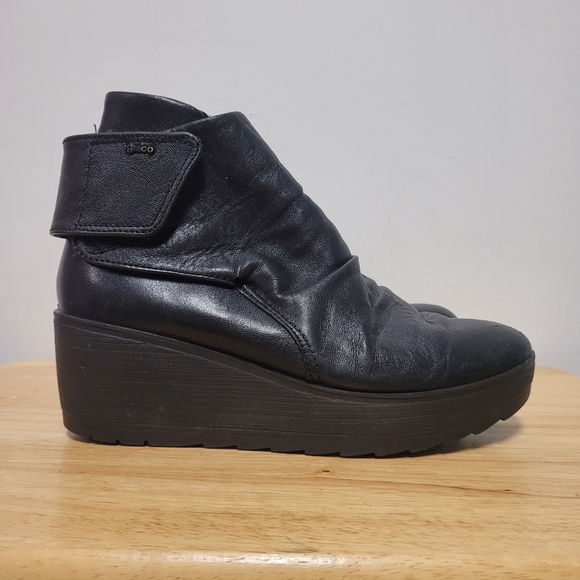 IGI & CO Dressy Black Leather Platform Ankle Boots Shoes (ITALY) Size 7.5 / 38 - Picture 7 of 13